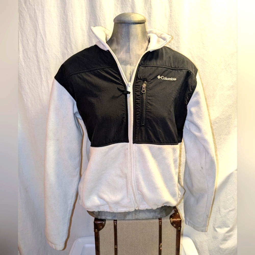 Columbia Women’s Fleece Full Zip Jacket Cream / Black Small Size XL Pre-Owned
